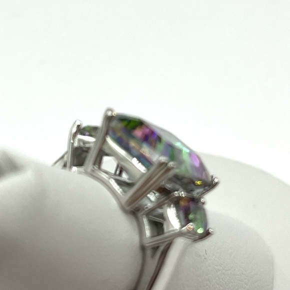 Rainbow Multiple Colored Quartz Ring Emerald Cut Designer DK 925 - Picture 9 of 13